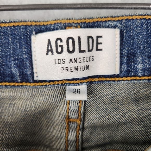 AGOLDE Jeans Womens 26 Blue Denim Medium Wash Distressed Stretch Made in USA - Picture 5 of 15